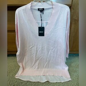 DKNY VNECK PINK SWEATER